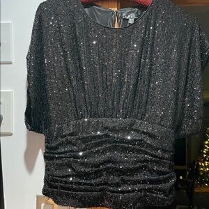 Nicole Miller Black Sequin Blouse. Size XL